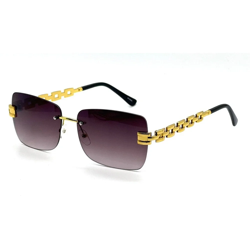 Men Sunglasses Square Metal Gold Frame UV400 Protection Outdoor Hip‎ Hop Style